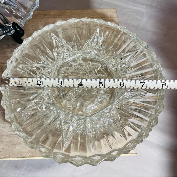 Set of 4 Vintage Federal Glass Pioneer Pattern Clear Glass Luncheon Plates - Picture 4 of 4